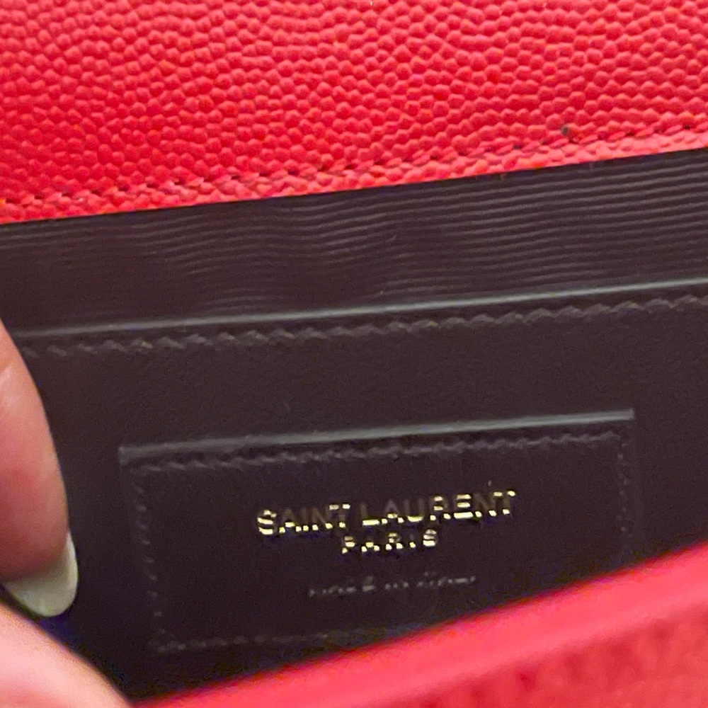 Yves Saint Laurent Red Clutch with Gold Logo - Picture 9 of 11
